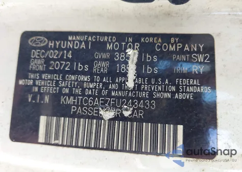 2015 Hyundai Veloster Turbo from USA, damaged, VIN KMHTC6AE7FU243433